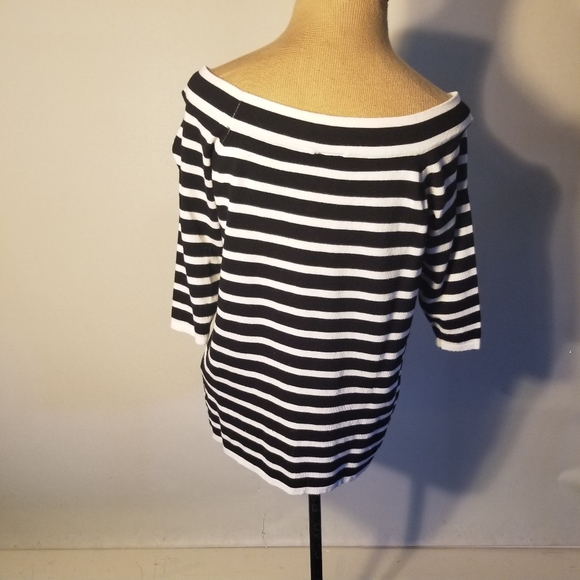Torrid Striped Form Fitting Off the Shoulder Top - Picture 2 of 2